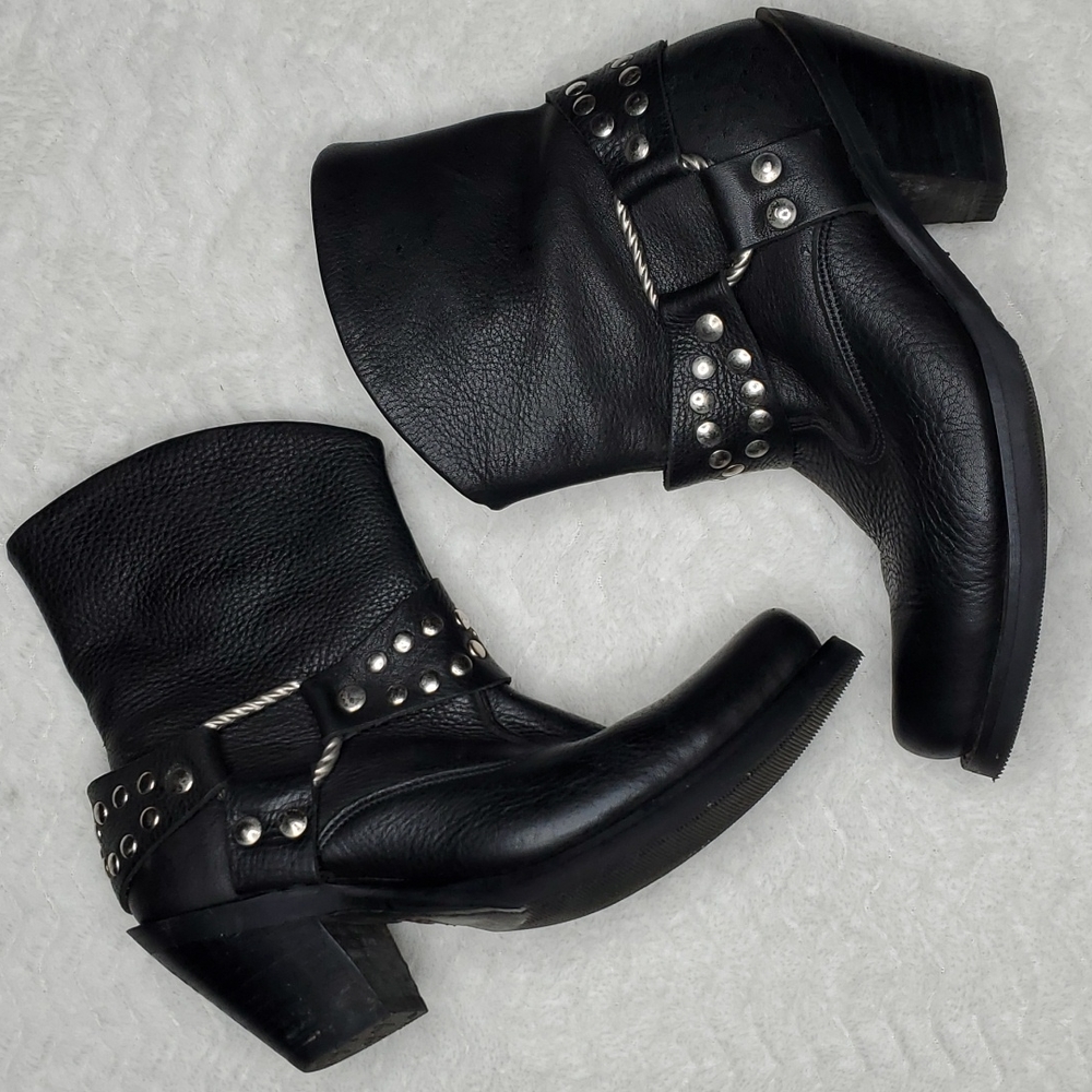 black harness boots